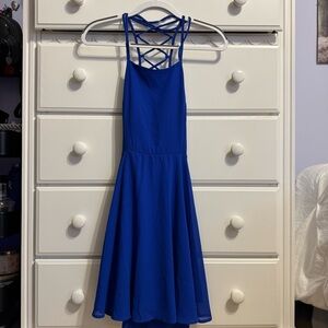 Lulu's Vibrant Blue Lace-Up Dress